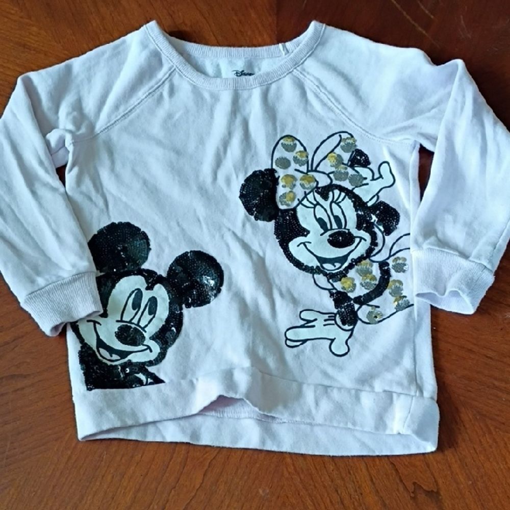 Disney Kids White Mickey and Minnie Shirt - Size: 5  (1070)